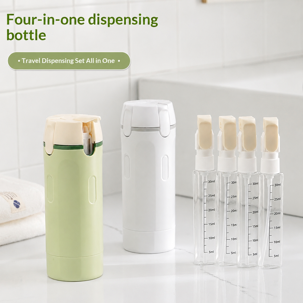 ✈️ TravelMate™ 4-in-1 Travel Bottle | Leak-Proof Travel Dispenser