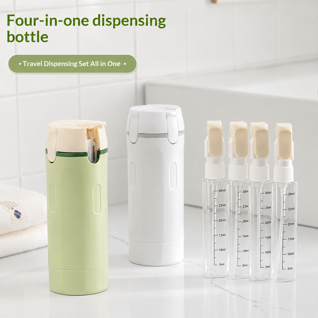✈️ TravelMate™ 4-in-1 Travel Bottle | Leak-Proof Travel Dispenser